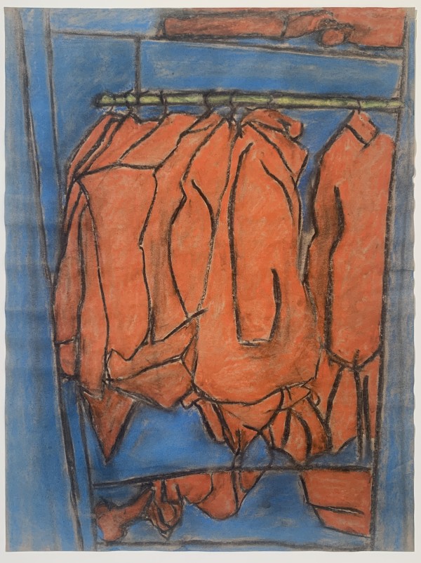 1960s "Coats" Pastel Drawing Edith Isaac-Rose by Edith  Isaac-Rose