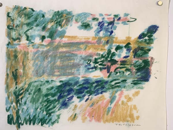 "Hay in Front" Mid Century Original Impressionist Drawing NYC Artist by Edith  Isaac-Rose