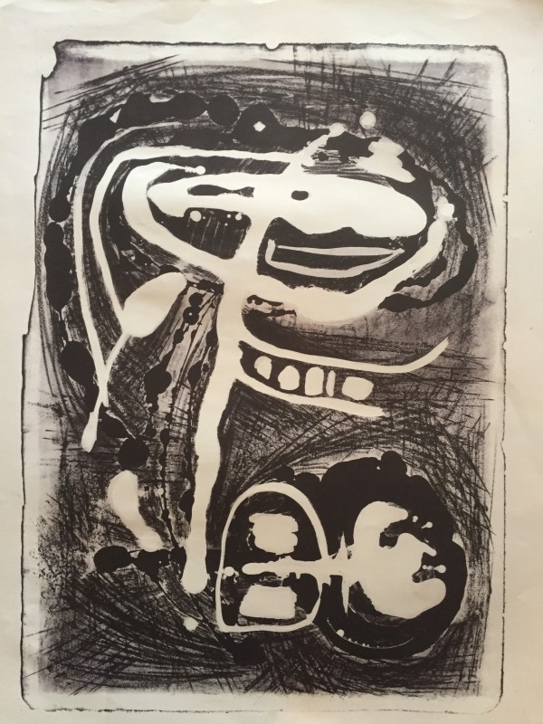 Jerry Opper Abstract Stone Litho by Jerry & Ruth Opper Estate