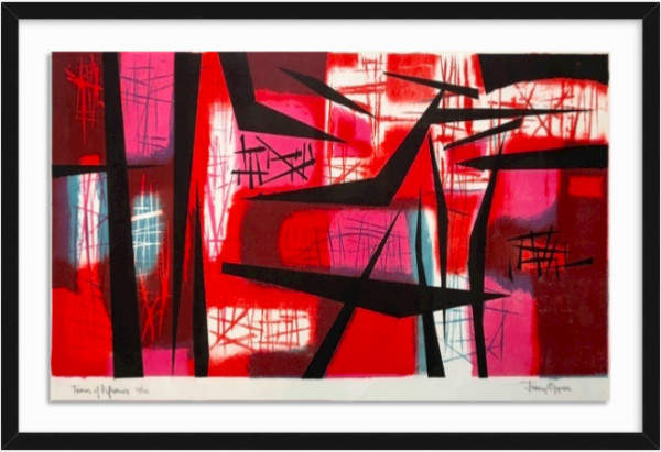 Abstract in Red and Blues by Jerry Opper