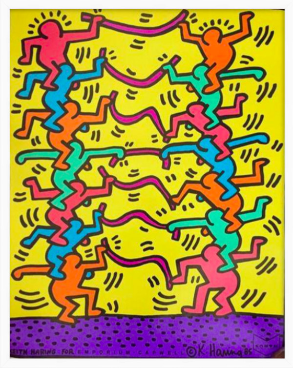 1985 Keith Haring Offset Lithograph for Emporium Capwell by Keith  Haring