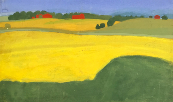 Pasture Collage with Gouache and Wood