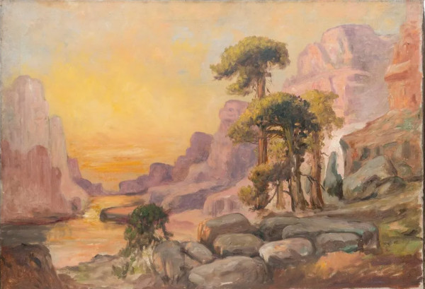 1910's "Desert Landscape" Oil Painting by Ralph Davison Miller