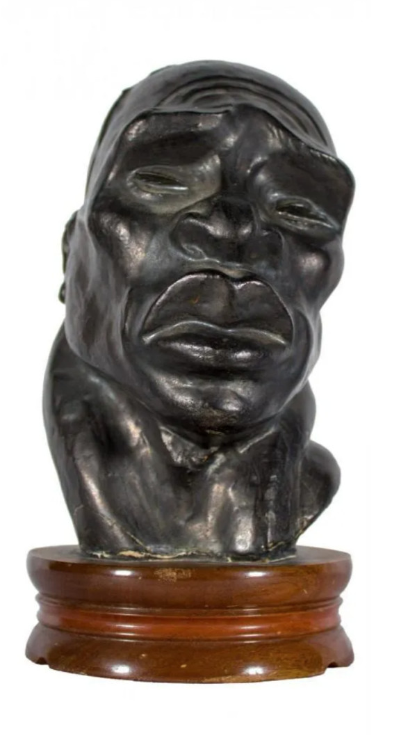 "Head of an African Man" 1945 Plaster Bust by Fred Press