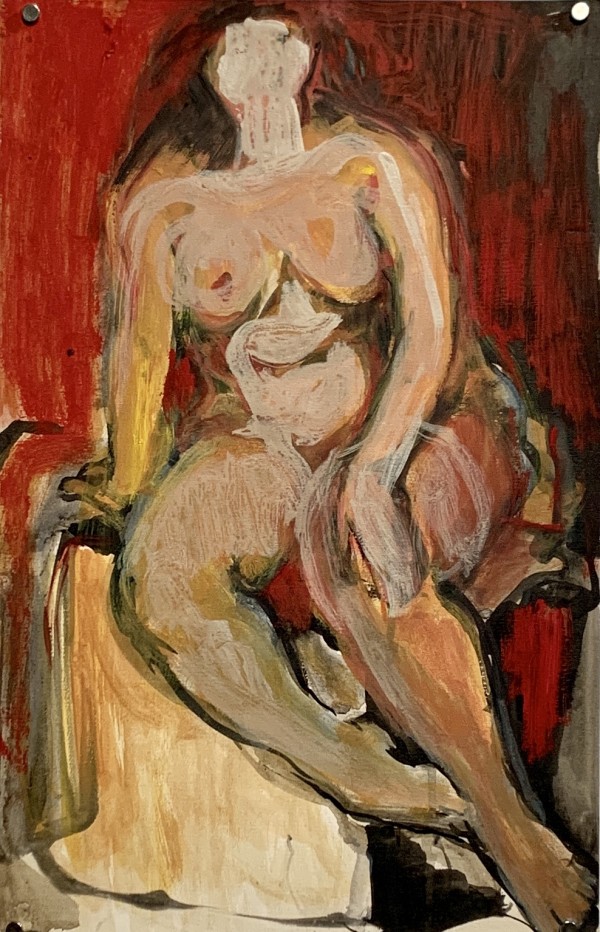 "Female Nude, Red Wall" by Agnes Mills