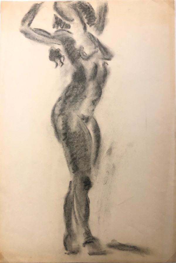 Charcoal Female Nude with Curls by Frank J Bette