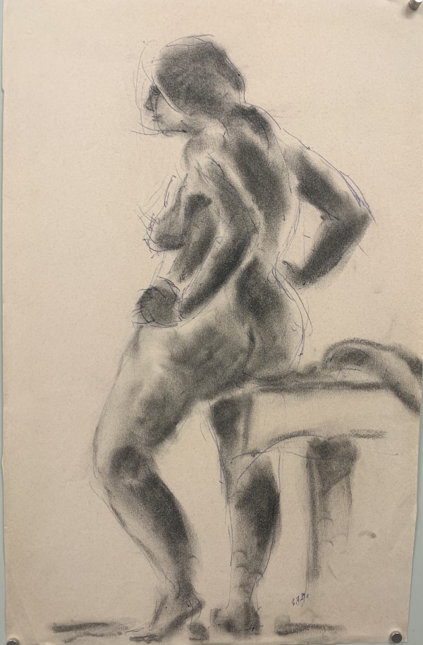 Nude Sitting on Table by Frank J Bette