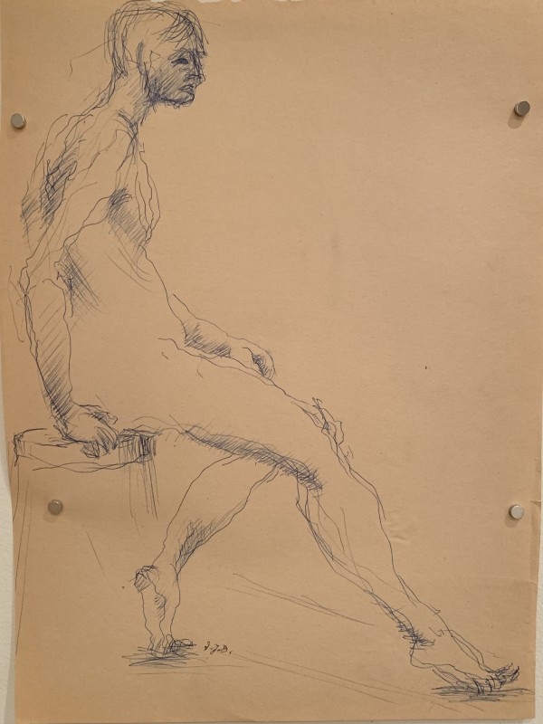 Male Nude In Ink on Stool by Frank J Bette