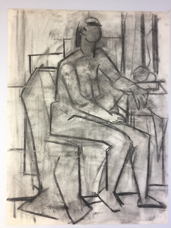 1950's Charcoal Female Nude Faceless Henry Woon by Henry Woon