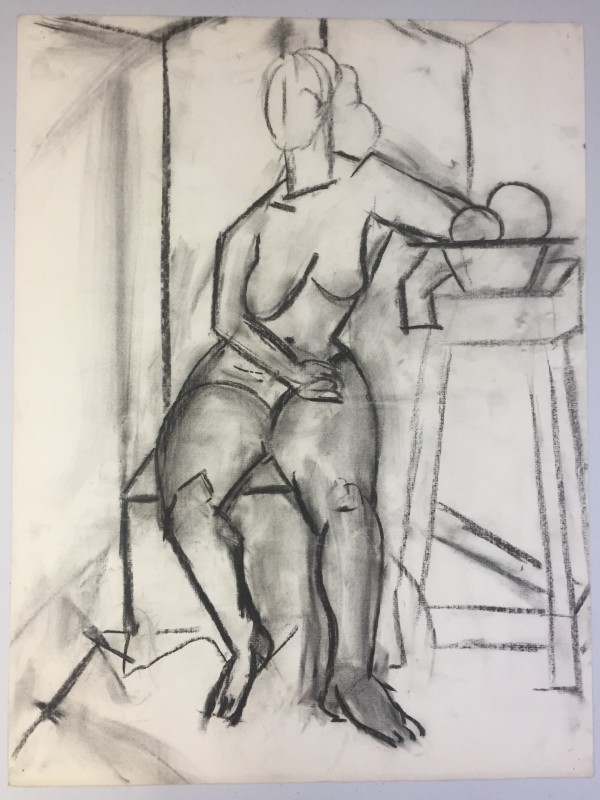 1950's Charcoal Female Nude1 Henry Woon by Henry Woon