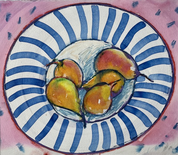 "Pears in Striped Bowl" Painting & Pastel Still Life Jack Hooper by Jack Hooper