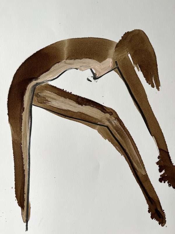 "Side Stretch Nude" 1984 Figure Gouache and Pastel American Modernist Jack Hooper by Jack Hooper