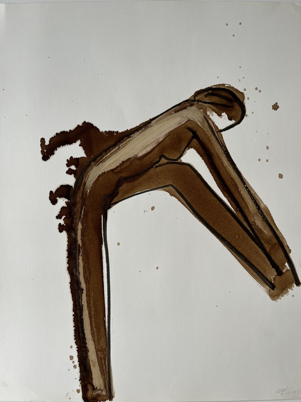 "Side Stretch Nude 2" 1984 Figure Gouache and Pastel American Modernist Jack Hooper by Jack Hooper