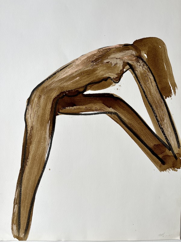 "Side Stretch Nude 3" 1984 Figure Gouache and Pastel American Modernist Jack Hooper by Jack Hooper