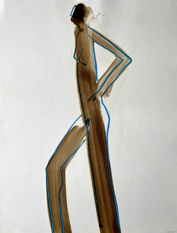 "Nude with Turquoise 7" 1984 Figure Gouache and Pastel American Modernist Jack Hooper by Jack Hooper