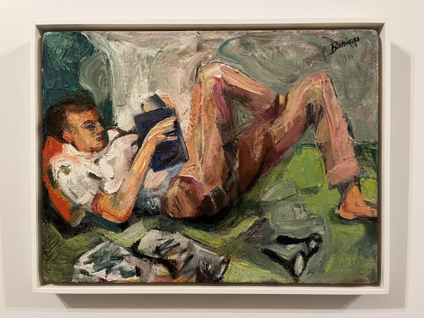 1959 Impasto Figure Painting "Reading" by Katherine Barieau