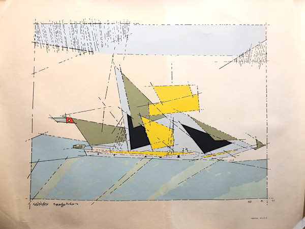 Blue Sailboat by Lyonel Feininger