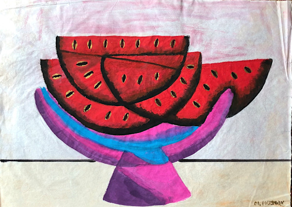 Watermelons in a Bowl by Unidentifiable Signature