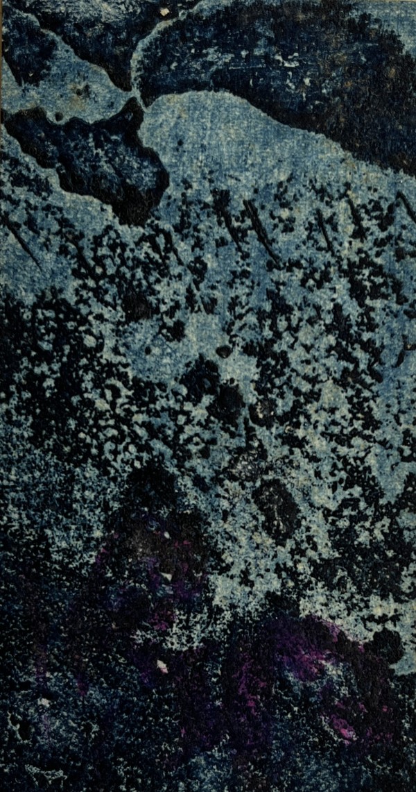 1960s Blue Collage Intaglio Etching NY Artist Myril Adler by Myril Adler
