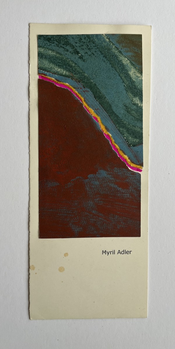 1960s Teal, Pink, Yellow Collage Intaglio Etching NY Artist Myril Adler by Myril Adler
