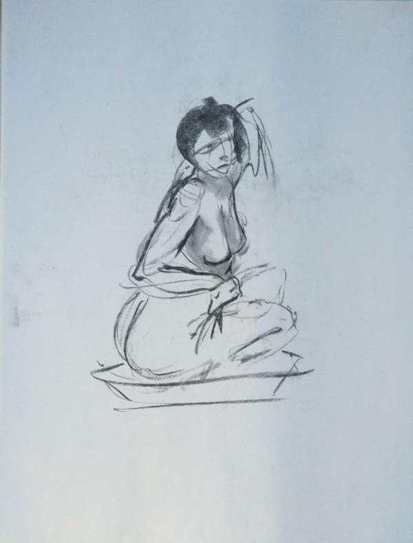 Female Nude Charcoal Drawing 11 by Unsigned