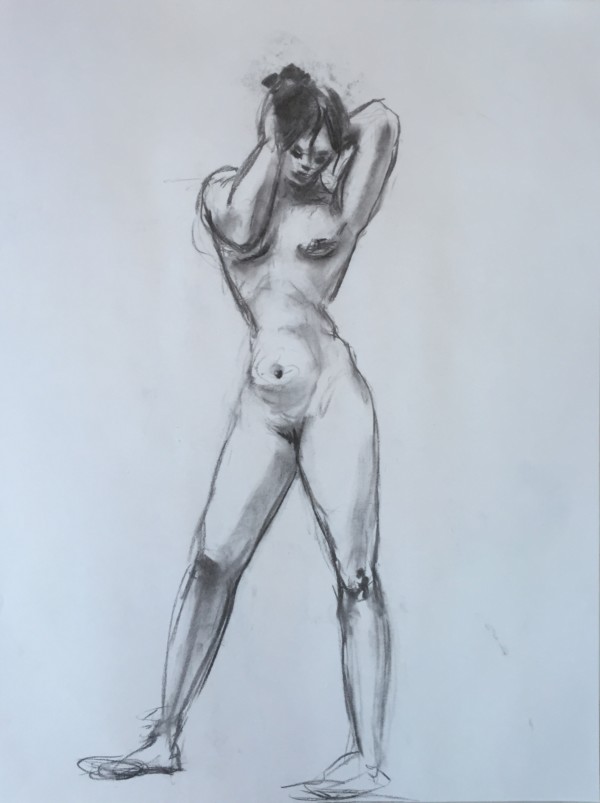 Female Nude Charcoal Drawing 14 by Unsigned