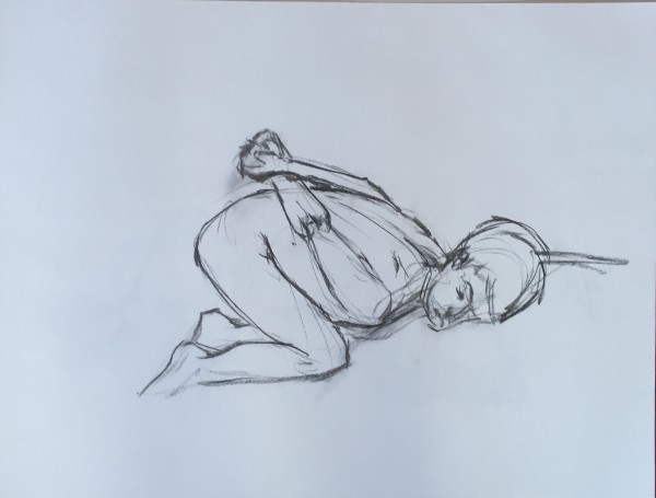 Female Nude Charcoal Drawing 16 by Unsigned
