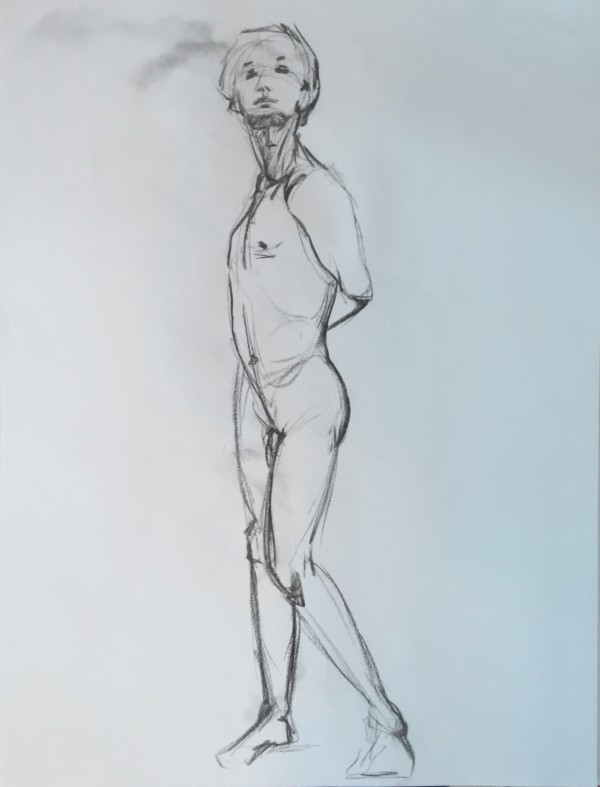 Male Nude Charcoal Drawing 17 by Unsigned