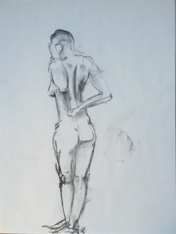 Female Nude Charcoal Drawing 2 by Unsigned