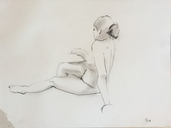 Female Nude Charcoal Drawing 21 by Unsigned