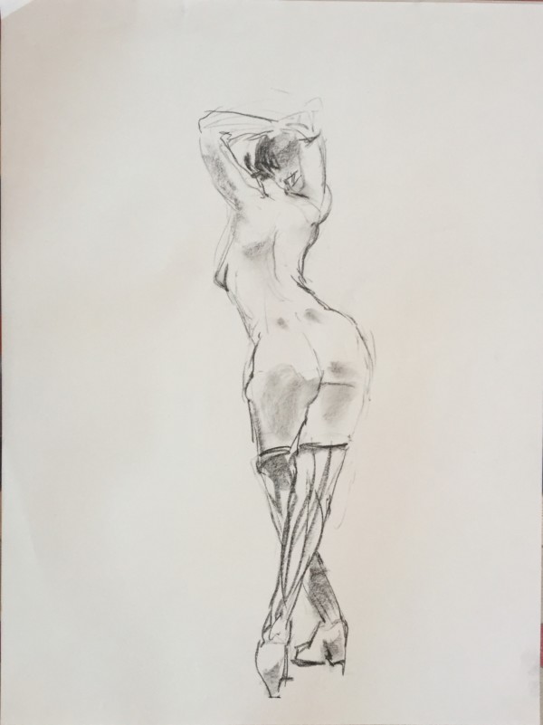 Female Nude Charcoal Drawing 23 by Unsigned