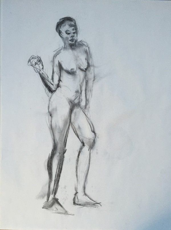 Female Nude Charcoal Drawing 3 by Unsigned