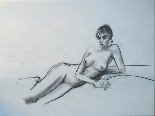 Female Nude Charcoal Drawing 7 by Unsigned