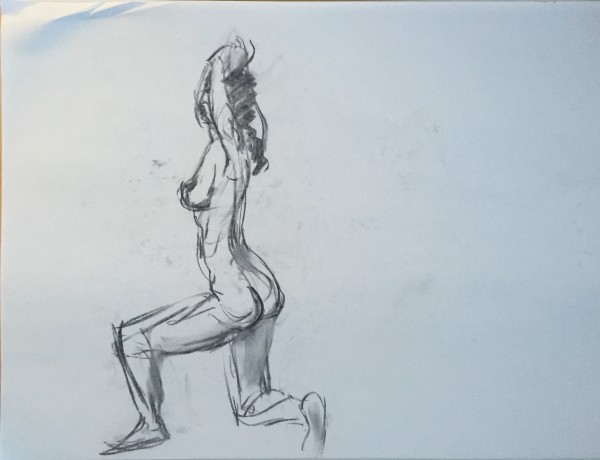 Female Nude Charcoal Drawing 9 by Unsigned