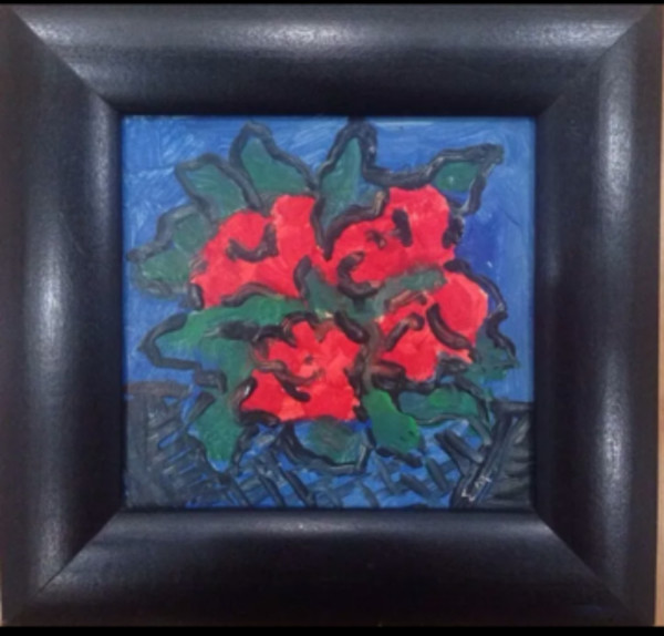 Vintage Floral Painting on Board Erik Martin by Erik Martin