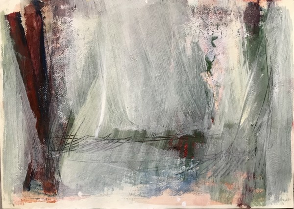 Green Paint Red Scratches by Patricia Zippin