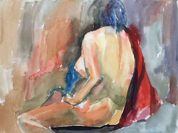 Female Nude With Red Cape by Thelma Corbin Moody
