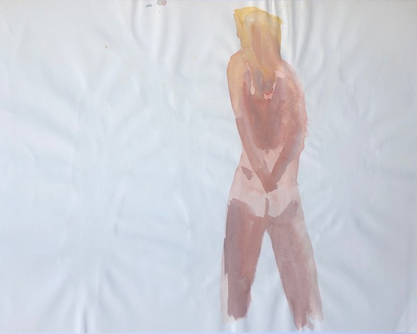 1970s Female Nude Watercolor "Hands Behind Back" by Thelma Corbin Moody