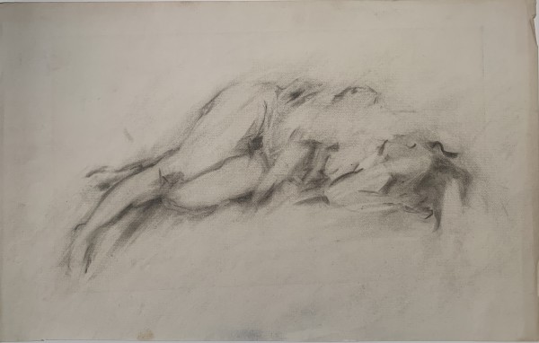 1960s "Erased Nude" Original Charcoal by Unknown