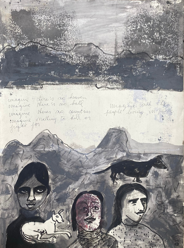 Imagine there is no heaven no hell and people living in peace by saskia pintelon