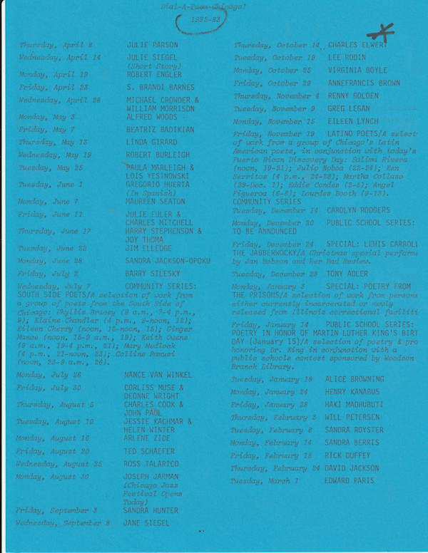 DIAL A POEM CHICAGO! 1982 by charles elwert
