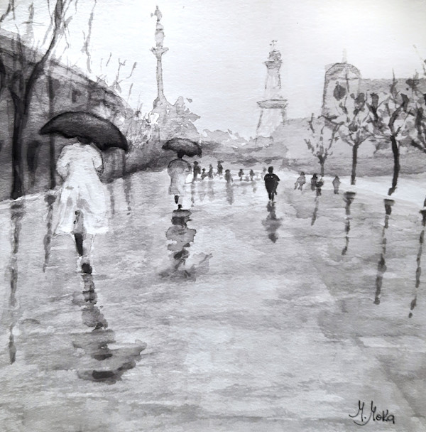 Paseo en la lluvia by Moni Moka