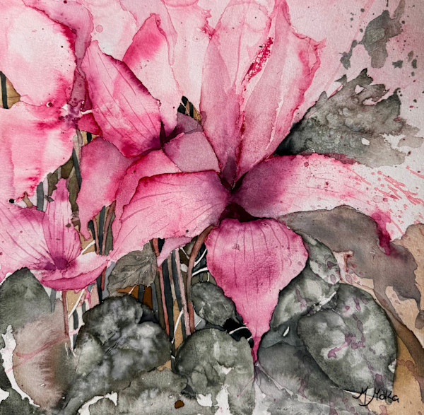 Watercolor Cyclamen, Violetas de los Alpes by Moni Moka