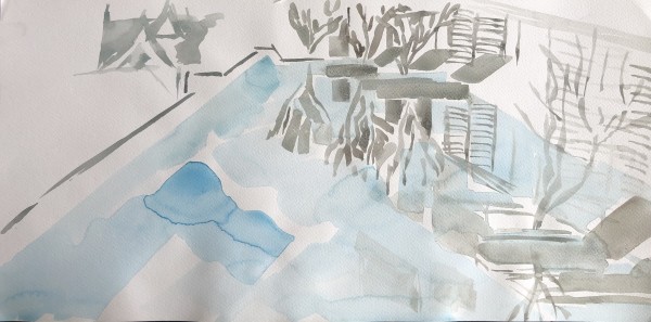 Watercolor: Phuket Landscape hotel study by Marianne Wilson