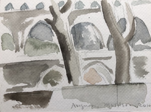Watercolor:  Avignon Landscape Study, France by Marianne Wilson