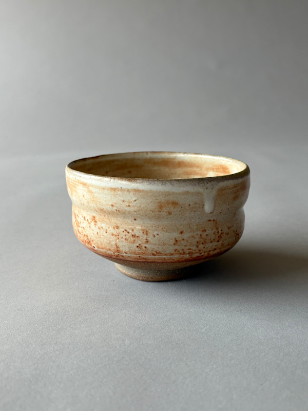 Ceramic Teabowl, Wood Fired Shino #7-12/24 firing by Marianne Wilson Studio