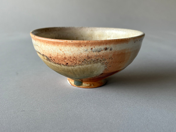 Ceramic Teabowl, "Coyote Point", Shino Wood Fired #5 (12/24 firing, Little Mulberry Pottery) by Marianne Wilson Studio