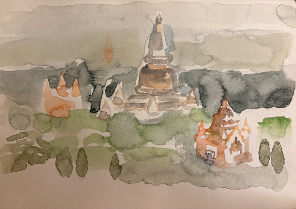 Burma/Myanmar: Kumurdara Hotel Painting by Marianne Wilson Studio