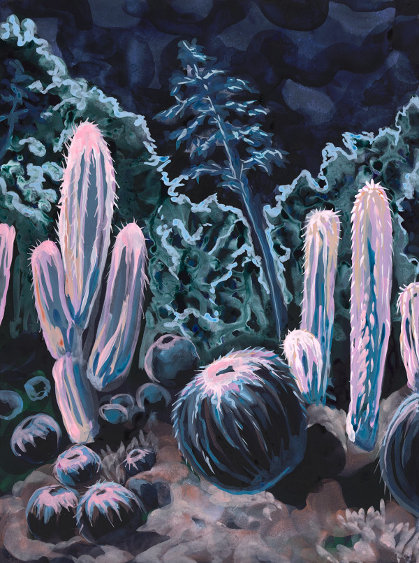 cacti family watches a glowing orb
