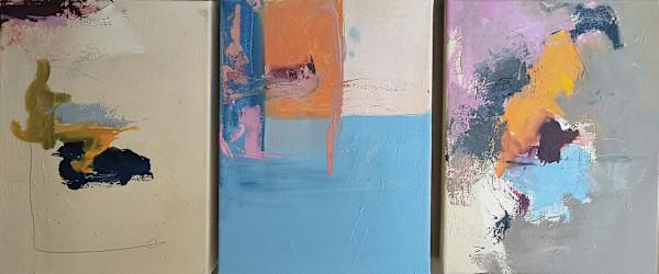 Abstract Triptych small by Denise Pfau Demby